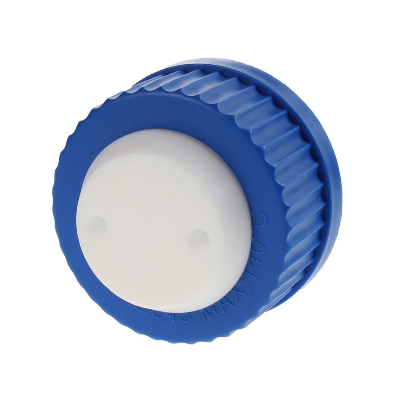 ALWSCI Blue GL45 Safety Cap withTwo Holes for 1/16 Inch OD tubing, 1pc/pk. Two Ports for 1/16″OD Tubing
