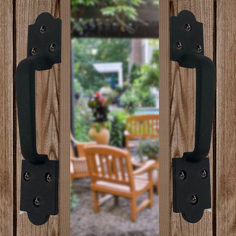 2 Pack Heavy Duty Gate Handle - Steel Pull for Barn Doors, Sheds, Outdoor Fences, Black, 8.5 Inch 9" - 2 Pack Spade