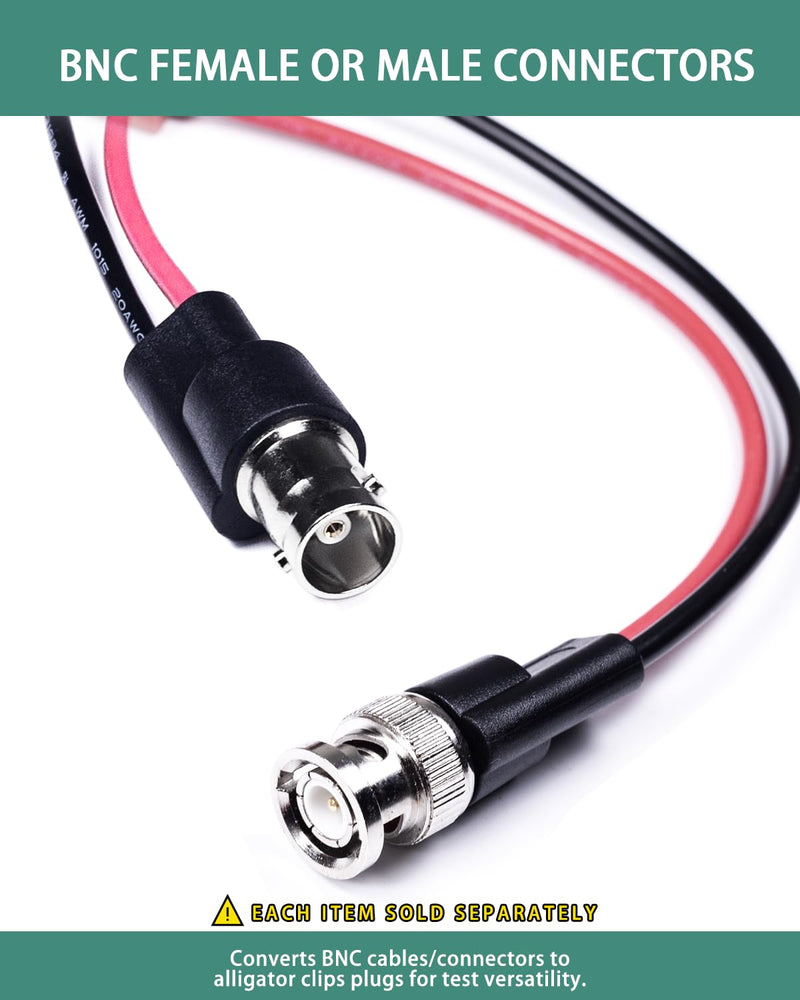 BNC Test Leads, BNC (F) to Alligator Clip, Test Lead Breakout Cable for Multimeter, 5A Current Rating, 1 Pack Female Plug