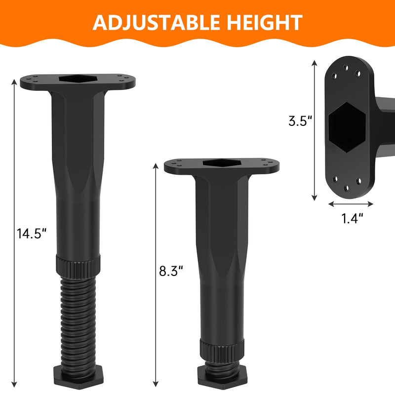 4 PCS (8.3"-14.5") Adjustable Bed Frame Support Legs, Frame Center Slats Heavy Support Leg,Durable Furniture Suport Legs for Frame/Sofa/Dresser/Table, Legs Furniture Replacement Parts 4pcs (8.3"-14.5")