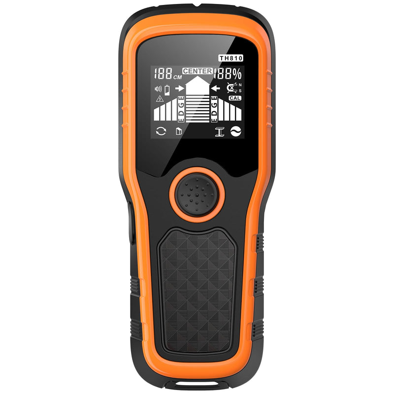 Stud Finder Wall Scanner - 6-in-1 Upgraded Multifunction Auto Detection with LCD Display & Audio Alarm for Wood, Metal & AC Wires, Ideal for Home DIY & Professional Contractors (Orange) Orange
