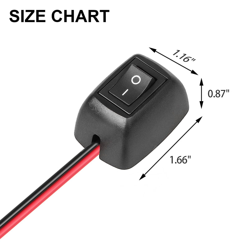 Inline KCD1 Rocker Switch 6A-250V 16A-125V SPST ON-Off Switch Box with Self-Adhesive for Car Boar Household Appliances Black