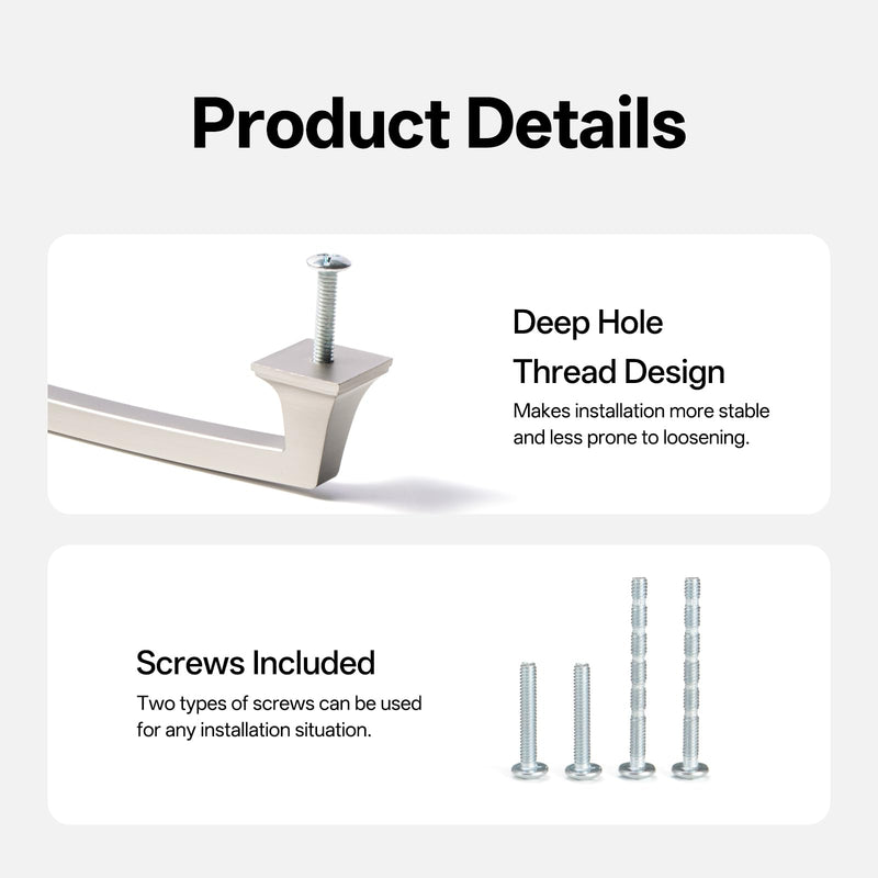 Liron Hardware 10 Pack Sleek Cabinet Handles for Cabinet Cupboard 5 Inch (128mm) Kitchen Drawers Pulls Brushed Nickel 5 Inches (128mm) Hole Center