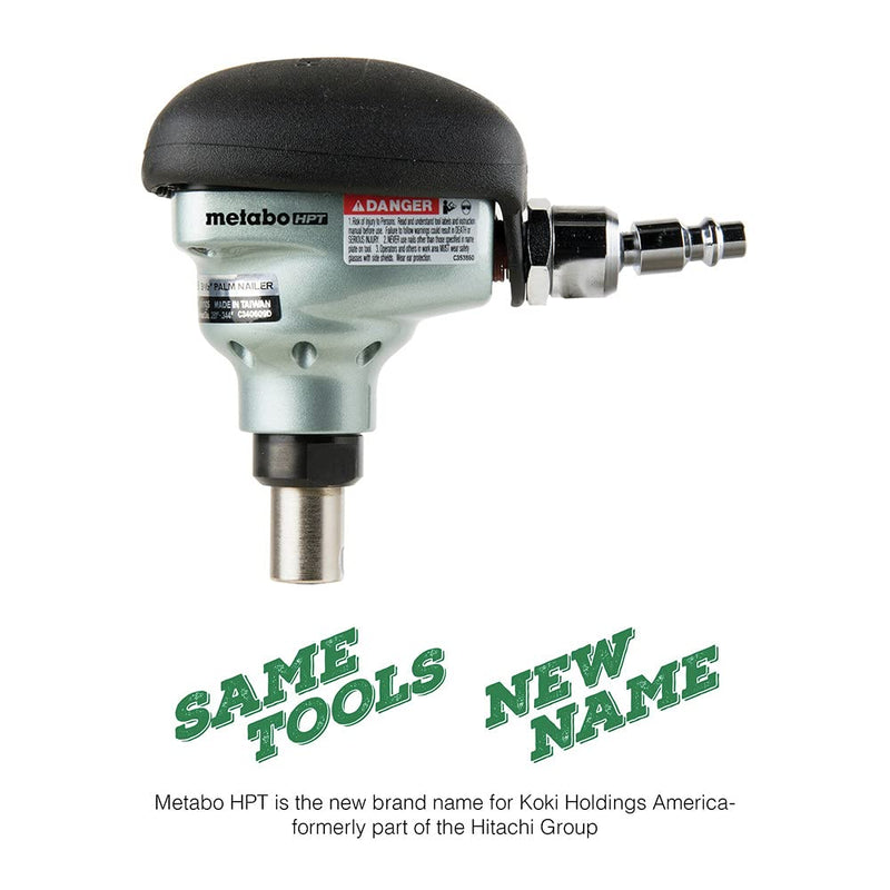 Metabo HPT Palm Nailer | Pro Preferred Brand of Pneumatic Nailers | Over-molded Rubber Grip | 360 Degree Swivel Fitting | Magnetic Nose | Ideal For Tight Spaces | 5-Year Warranty | NH90AB Metabo HPT NH90AB Palm Nailer