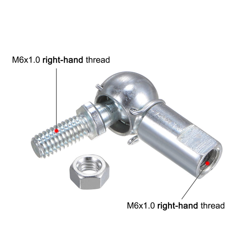 uxcell 2pcs CS10 M6 Angle Ball Joint, M6x1.0 Right Hand Thread, A3-Steel Self-lubricating Ball Socket End Fitting 5