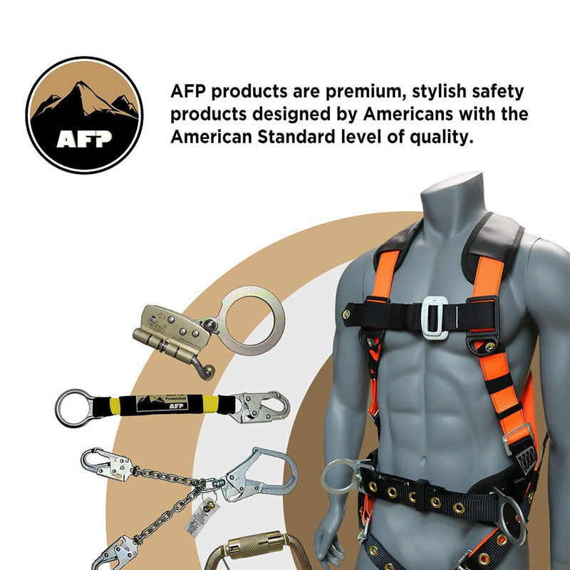 AFP Universal Full-Body Safety Harness w/Dorsal D-Ring Tongue Buckle Legs High-Viz Green, Shock Absorbing Lanyard (OSHA/ANSI) 1 Pack Harness + Single Leg Lanyard W/ Snap Hooks - NewNest Australia