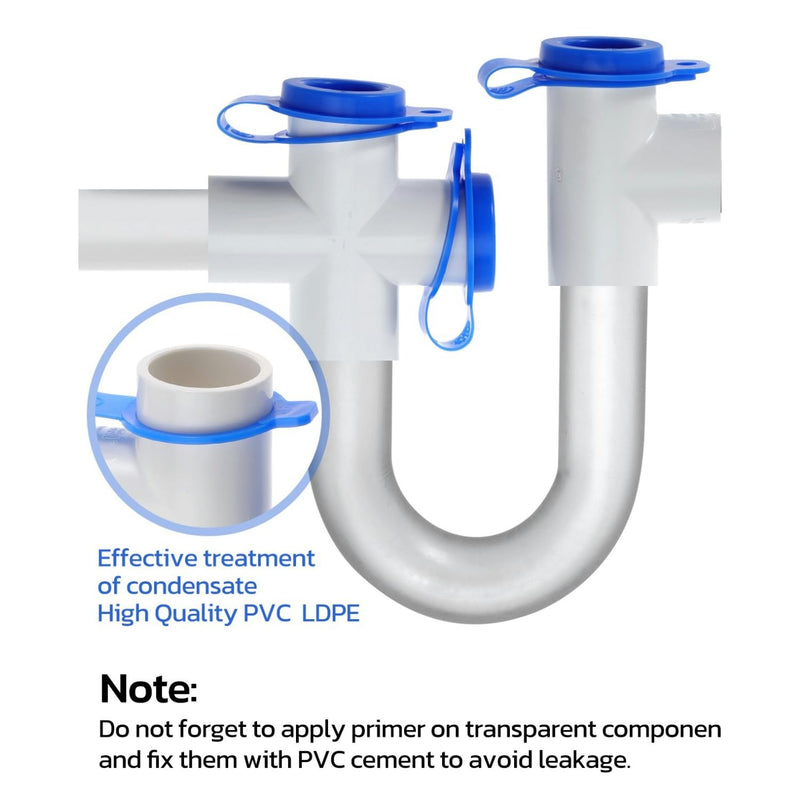 4Pack 3/4" Standard Condensate Trap with 19" Cleaning Brush PVC Transparent U Trap for HVAC Systems, Air Conditioner, Effectively Drains Condensate