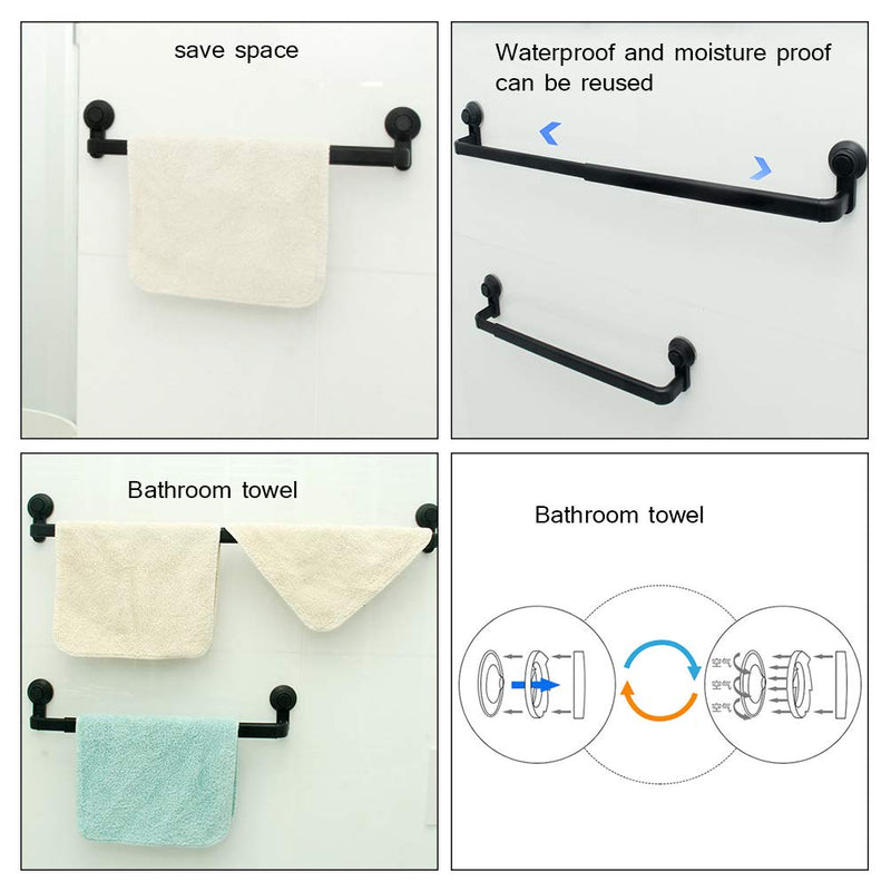 Wall Towel Bar, Modern Retractable Suction Mounted Holder for Bathroom Kitchen ABS White Adjustable 20.5 to 32.3 Inch No Drill Single Bar 1 Pack