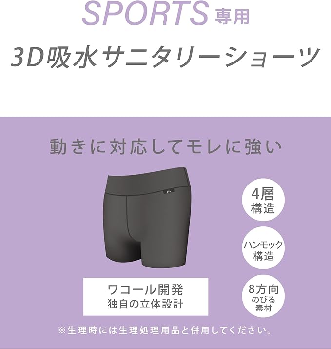 CW-X Wacoal HSY210 Women's 3D Water Absorbent Sanitary Shorts, Supports Movement, Resistant to Swelling, For Sports, Sweat Absorbent, Quick Drying, Body, Sweat Deodorizing (Body, Boy-Length, Half Standard - NewNest Australia