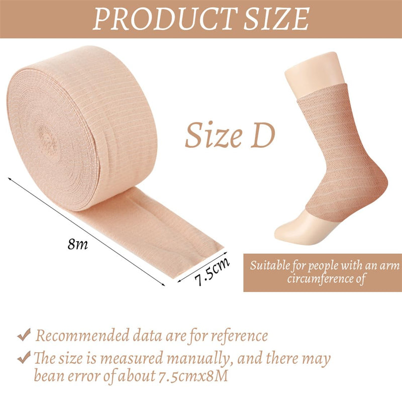 Tubular Bandage Stockinette Tubing Compression Bandages Size D Elastic Tubing Bandage Gauze Roll for Arm Leg Knee Cast Plaster, 3.0 inches x 26 Feet