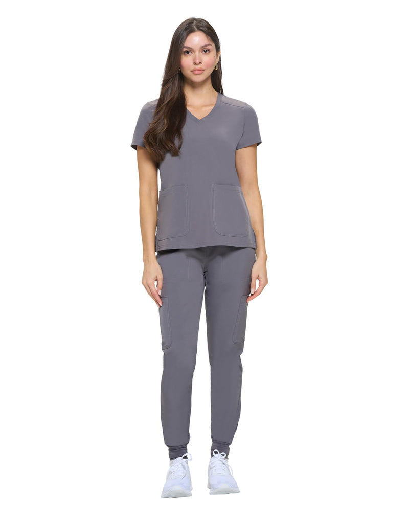 Natural Uniforms Womens Essential Cool Stretch Jogger Scrub Set with Regular and Petite Sizes Charcoal Medium