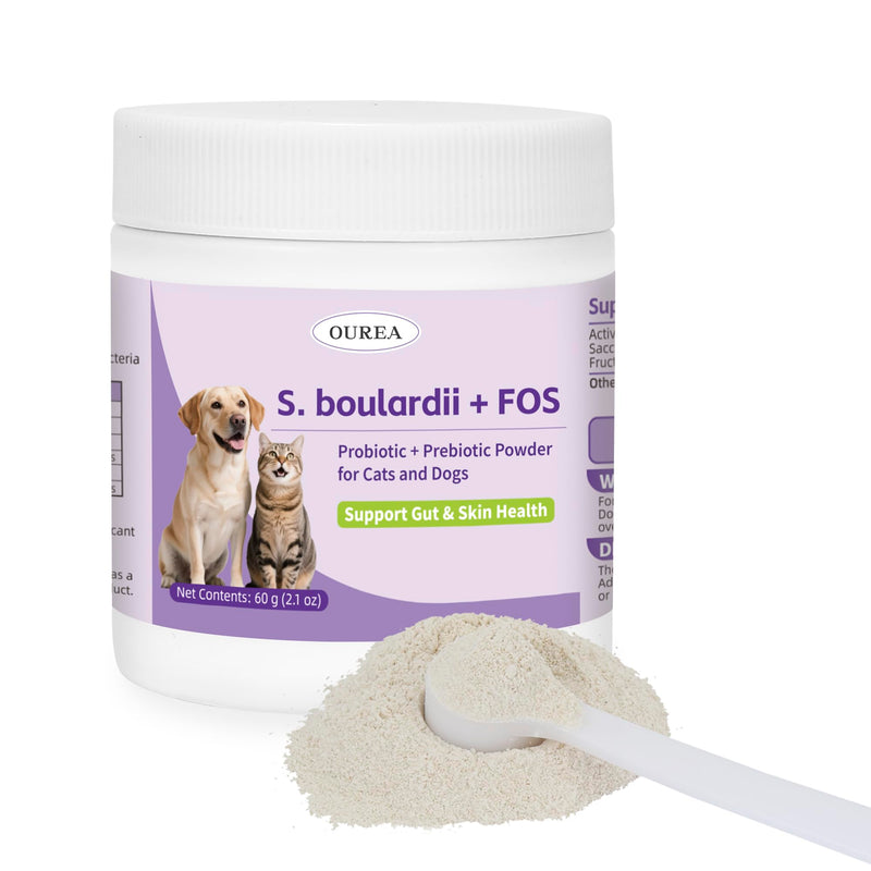 S.boulardii + FOS Pet Probiotic Powder for Dogs & Cats, 6.7 Billion CFU, Gut & Immune Support, Loose Stool & Digestive Upset Relief, Improves Stool Consistency, Skin Health, Veterinarian Recommended