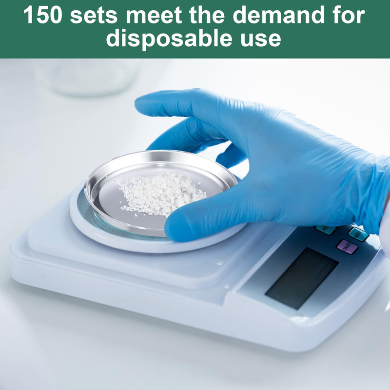 Shimeyao 150 Pack Aluminum Sample Pans for Moisture Analyzer 92mm Disposable Round Lab Trays Weighing Dishe Foil Pan Scale Tray Plate for Moisture Tester