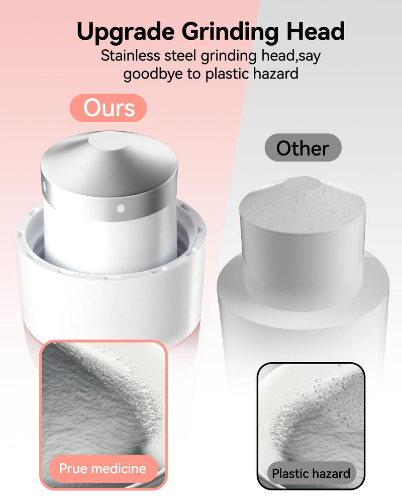 Pill Crusher Fine Powder - Cotatoc 3-in-1 Pill Crusher with Stainless Steel Grinding Pestle, Portable Pill Cutter and Crusher for Elderly and Pets (Pink) Pink