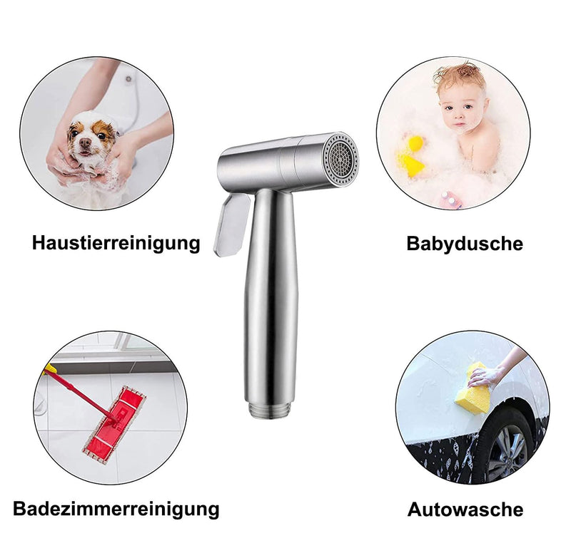 Handheld Bidet Sprayer for Toilet, Dual Mode Spray Head (Jet/Soft) Baby Cloth Diaper Sprayers Bide t for Toilet Stainless Steel Bathroom Hand Held (Bide t Sprayer Head Only)