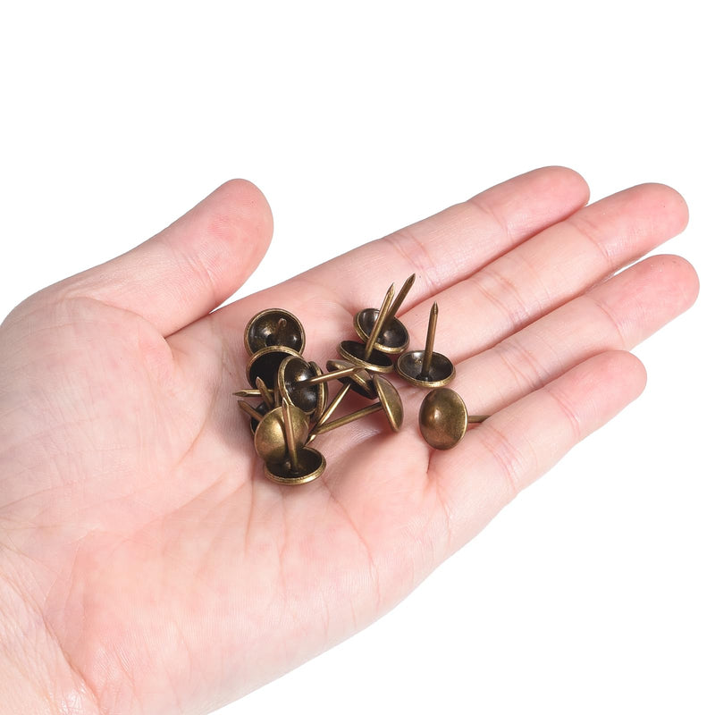 uxcell Upholstery Tacks Nail Pins Furniture, 25Pcs 11x17mm Thumb Tack Pins Assortment Kit Carbon Steel for Home Sofa DIY Decorative Nail Heads Nails, Yellow Bronze 25