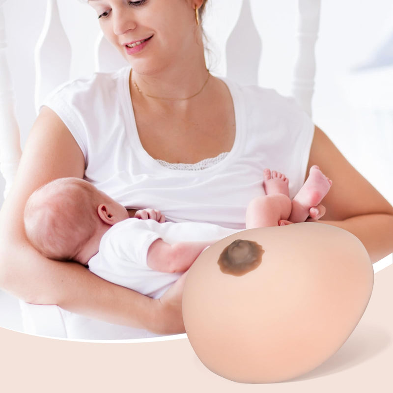 SimCoach Lactation Breast Model, Artificial Breast for Breastfeeding, Silicone Breast Model for Education, Lactating Teaching Tool, Nursing Training, White