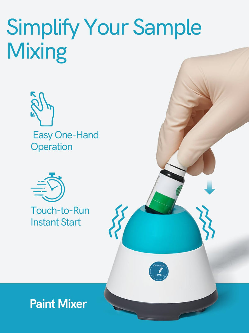 Mini Vortex Mixer, 3500RPM Touch Function Lab Shaker & Paint Mixer | For Acrylic Paint, Nail Polish, Tattoo Ink, Gel Polish, Eyelash Glue & Test Tube, Include 120pcs Stainless Steel Mixing Balls Blue