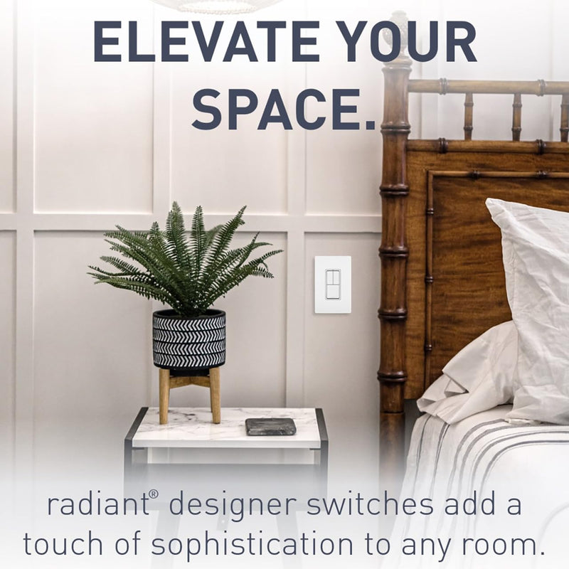 Legrand Radiant RCD113WCC6 15 Amp Combination 3-in-1 Decorator Rocker Light Switch, Two Single Pole Switches and One 3-Way Switch, White with Screwless Wall Plate (1 Count) 1 Pack With Wall Plate