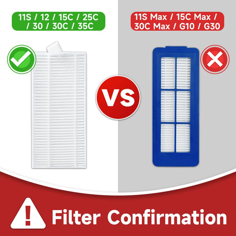 Replacement Parts for eufy robovac 11S, 12, 15T, 15C, 25C, 30, 30C, 35C Slim Carpet Robotic Vacuum Cleaner Hepa Filter Pre-filter Roller Brush Spin Side Brushes Attachment (with Pre-Filter) with Pre-Filter