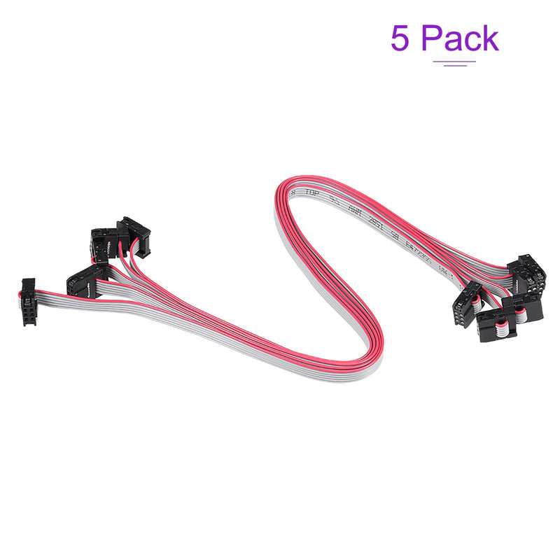 DMiotech 5 Pack Long 30CM 2MM Flat Ribbon Cable IDC 6 Pin Connector