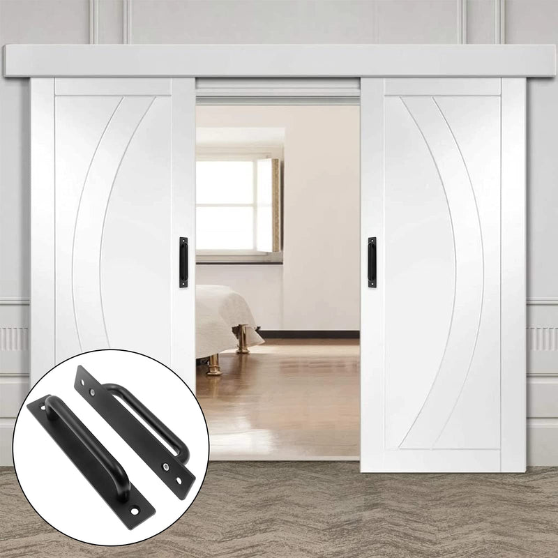 2 Pack Sliding Barn Door Handle, 5.9 Inch Gate Door Handle, Aluminium Alloy Door Pull Handle for Sliding Barn Door Gate Cabinet Closet Drawer Garage Shed, Black 5.9 Inches