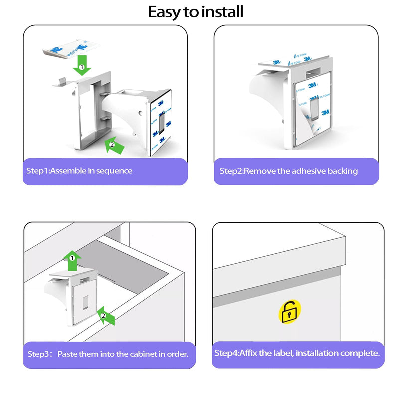 (12 Locks + 3 Keys) Withletune Child Safety Magnetic Cabinet Locks - Child Safety Drawer Lock, Suitable for Kitchens, cabinets, and Storage cabinets - no Drilling Required, Adhesive Installation. 12