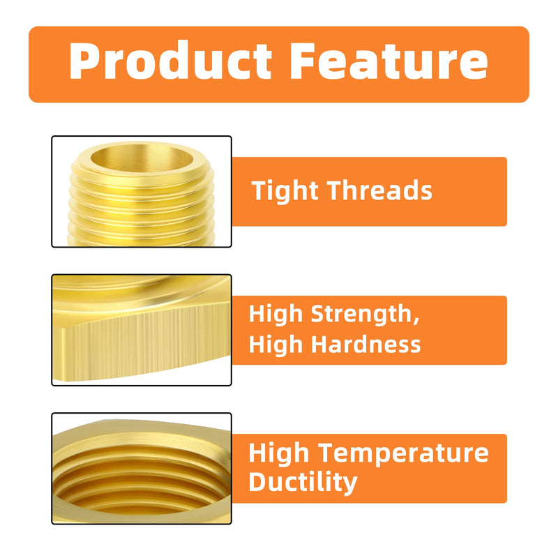GASHER 10Pcs Brass Reducer Hex Bushing 1" NPT Male x 3/4" NPT Female, Brass Threaded Pipe Fitting 1" MNPT x 3/4" FNPT 10