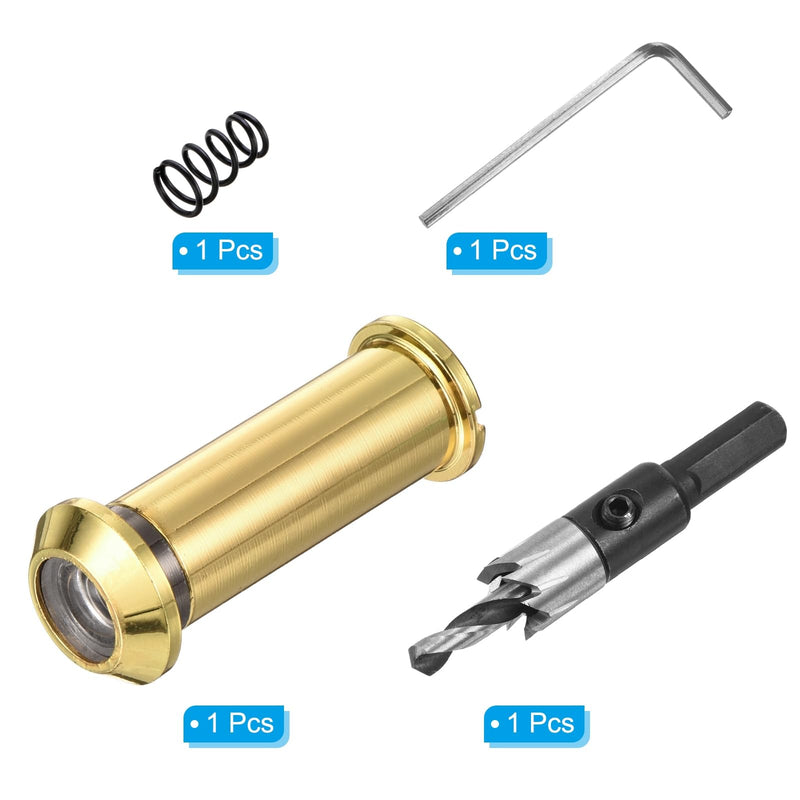PATIKIL 1/2" Door Viewer Peephole, Zinc Alloy Privacy Door Viewer, 180-Degree Fits 1-3/8" to 2-3/8" Door with 12mm/0.47" Drill Bit for Security, Gold 1/2",1-3/8"