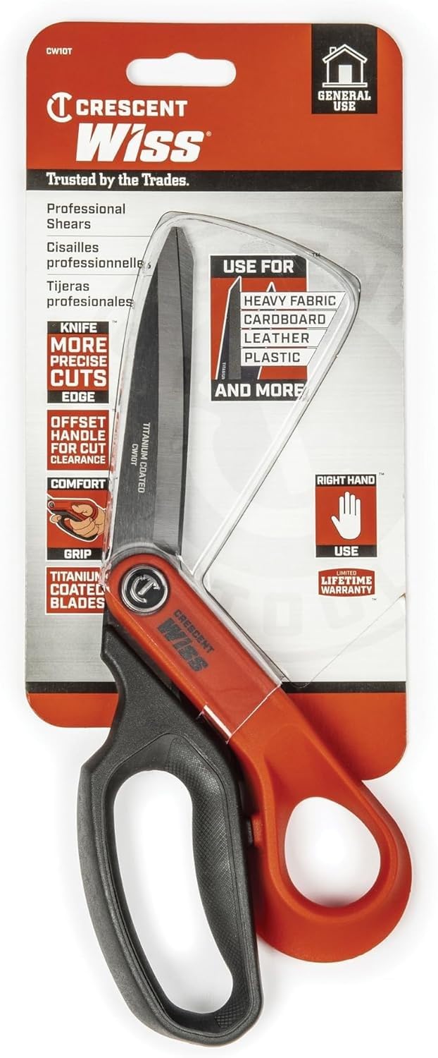 Wiss - Pro Shear, Offset, Right-Hand, Titanium (CW10T) One Size CW10T Titanium Coated Offset Right Hand Tradesman Shears