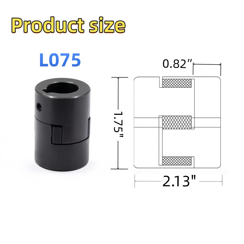 1/2" to 7/8" L075 Flexible 3-Piece L-Jaw Coupling Set & Buna-N NBR Rubber Spider