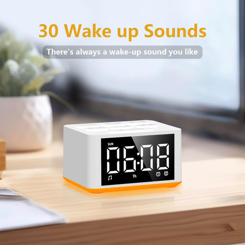 3-in-1 Sound Machine White Noise Machine Dual Alarms 12 Color Night Lights 30 Soothing Sounds 15 Wake Up Sounds 32 Volume for Baby Adults Kids Sleep Timer Memory Function Backup Battery Alarm Clock