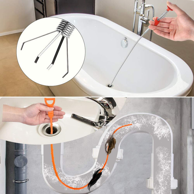 4PCS Drain Augers Hair Drain Clog Remover, Bendable Drain Cleaner, for Kitchen Drain Catcher, Sink Drain, Sewer Cleaning Tool