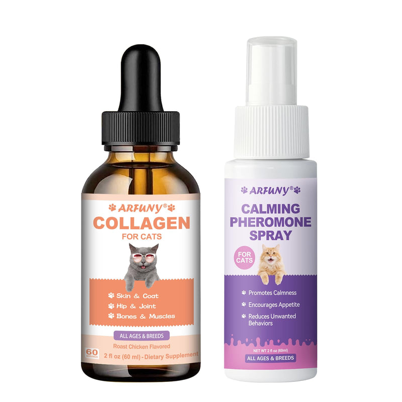 Collagen for Cats - Cat Joint Supplement - Skin & Coat, Digestive & Immune Support, Cat Calming Spray - Reduce Scratching, Fighting, Peeing, Marking