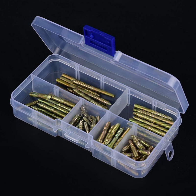 M4 Hanger Bolts, 110pcs 16/20/25/30/35/40mm Double Headed Bolts Wood Dowel Screw Self-Tapping Screw 4mm Hanger Bolts for Wood Joint Furniture Legs