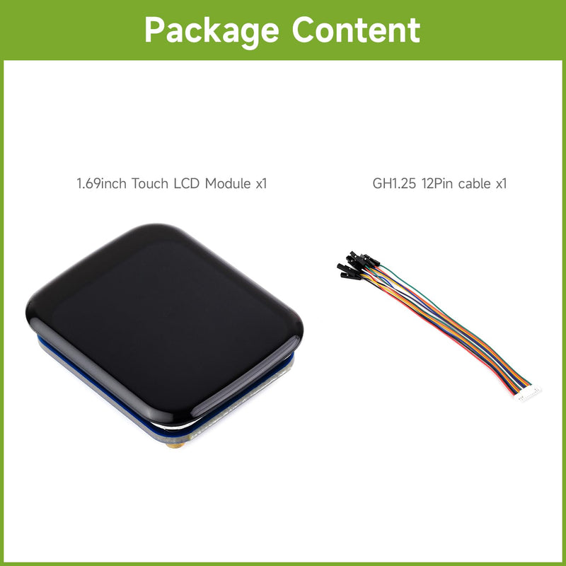 Waveshare 1.69inch Round LCD, Compatible with Raspberry Pi 5, Display Module with Touch Panel, Micro LCD Display, 240×280 Resolution, IPS, SPI and I2C Communication, 262K Display Color