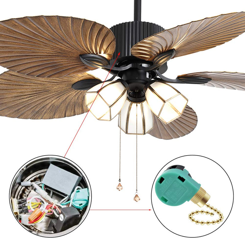 3 Pack Ceiling Fan Switch 3 Speed 4 Wire Zing Ear ZE-268S6 Fan Pull Chain Switch Replacement Speed Control Switch for Ceiling Fan Light, Wall Lamps, Cabinet Light (Multicolored) Brass,Nickel,Bronze