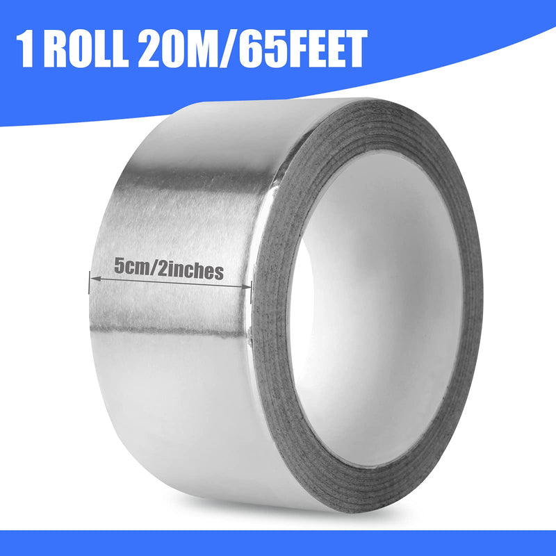 Romeda Aluminum Tape, 2 inch x 65 Feet Foil Tape (3.9 mil), Insulation Adhesive Metal Tape, High Temperature Heavy Duty HVAC Tape, Silver Tape Aluminum Foil Tape for Ductwork, Dryer Vent, HVAC 2 inch x 65 Ft
