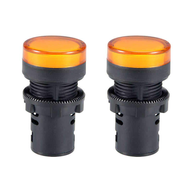 uxcell 2Pcs AC/DC 110V Indicator Lights, Yellow LED, Flush Panel Mount 7/8" 22mm