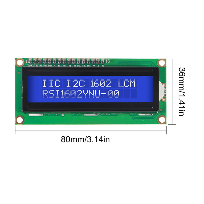 1602 16x2 LCD Module Shield Blue Backlight with IIC I2C Driver Serial Interface and LCD Module Display