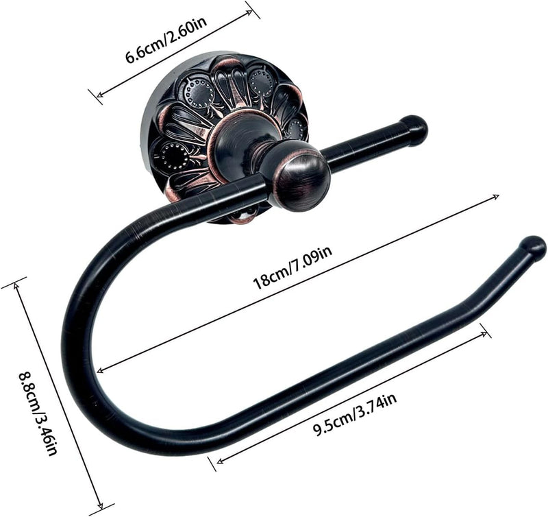 Antique Brass Toilet Roll Holder Brush Bronze Wall Mounted Toilet Roll Holder Open Arm Towel Holder Tissue Roll Holder for Bathroom Kitchen (Oil Matte Black) Oil Matte Black