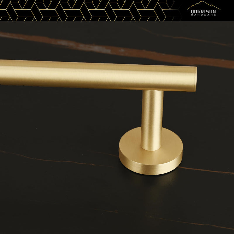QOGRISUN Brass Towel Bar for Bathroom,Gold Towel Holder Heavy Duty, Modern Brass Bathroom Accessories Wall Mounted,24-Inches Total Length, Brushed Brass Towel Holder-4Set Brushed Gold