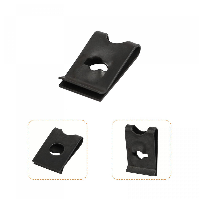 uxcell M4/ ST4.2 and M5/ST4.8 65Mn Spring Steel Speed Clip Fastener Extruded U Nuts, Black, Pack of 50
