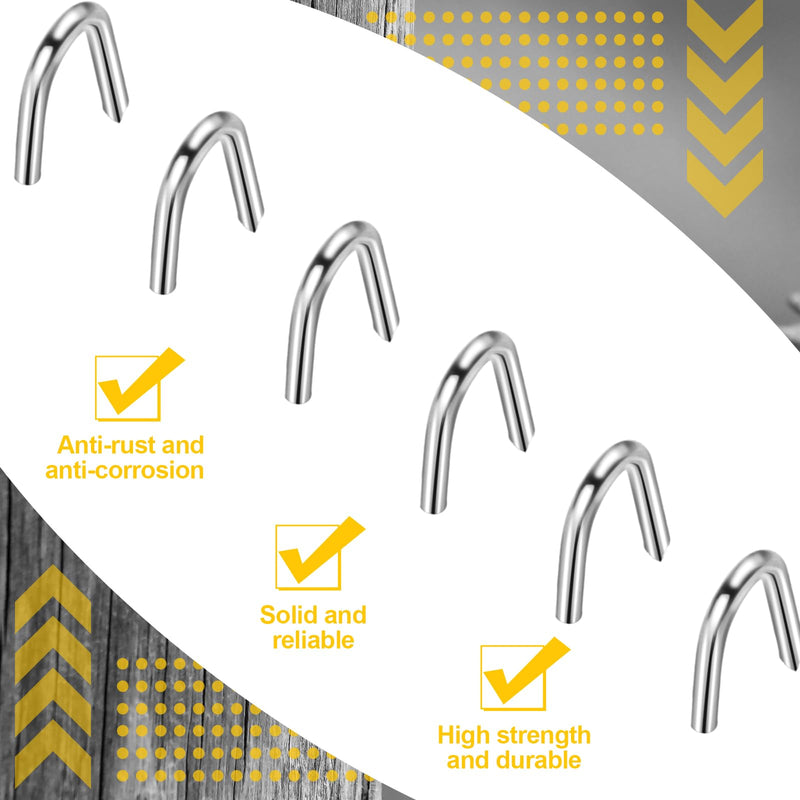 Therwen U Shaped Nails Wire Fence Staples Nails, 1 Inch Steel Fencing Nails, Galvanized U Shaped Fasteners Nails for Fixing Wire Woven and Mesh Fencing, Corrosion and Rust Resistant(250 Pcs) 250