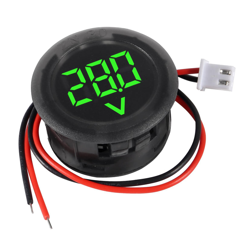 3pcs DC 4-100V LED Digital Display Circular Two-Wire Voltmeter DC Digital Voltmeter Head Display Reverse Connection Protection(Green) Green
