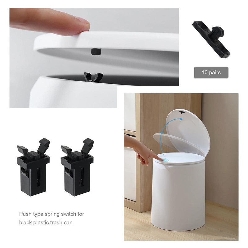SING F LTD 10 Pairs of Touch Top Lid Bin Latch Lock Plastic Spare Repair Replacement Black Compatible with Brabantia 3 to 50 Litre