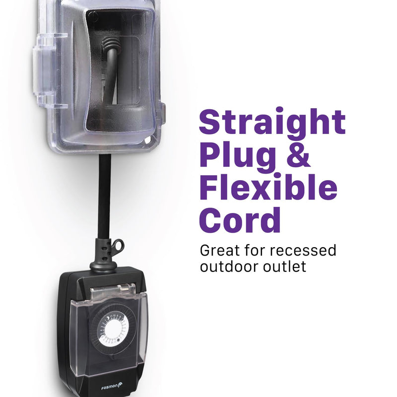 Fosmon Outdoor Light Timer Outlet Waterproof, 24 Hour Plug in Mechanical Pool Pump Timer Weatherproof, 3-Prong, Grounded, Heavy Duty, 15A 1/2HP 1 Pack