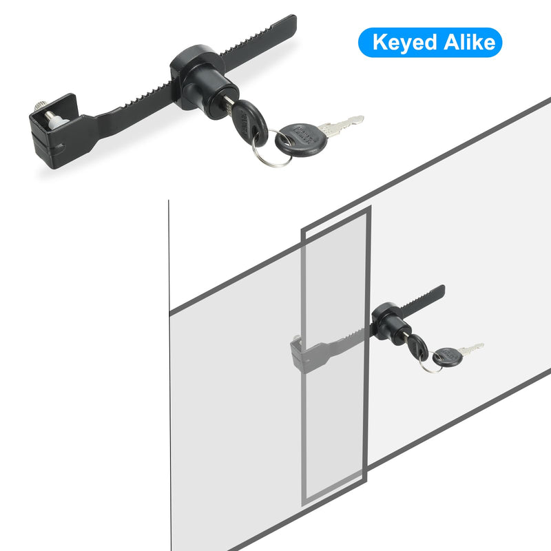 PATIKIL Sliding Glass Cabinet Lock, 8Pcs Keyed Alike Showcase Lock Chrome Finish Ratchet Lock No Drill Glass Door Lock for 5-10mm Glass Door, Black