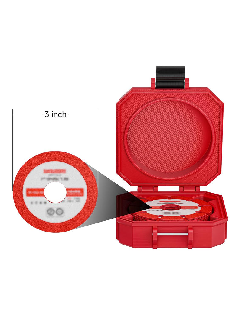 3 Inch Cutoff Wheel Storage Case, Portable Red Organizer Holder for 3 Inch Grinder Discs 3 Inches