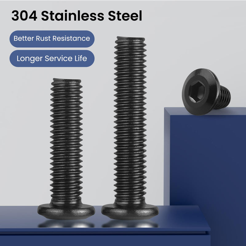 M6-1.0 x 12mm Flat Head Hex Socket Cap Screws Bolts 30Pcs, M6 Bolt 304 Stainless Steel Black Zinc Plated, Full Thread, with Hex Spanner M6 x 12mm 30